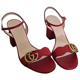 Gucci red leather sandals Red