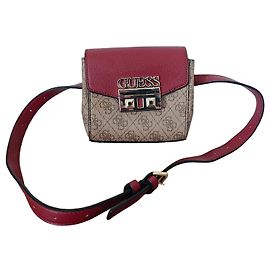 Riñonera Guess monograma burdeos Castaño Roja