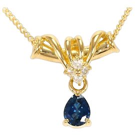 Autre Marque Colar em ouro amarelo 18K com safira e diamante Dourado