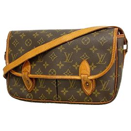 Louis Vuitton Monogram Gibeciere MM Shoulder Bag Brown