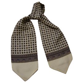 Hermès Foulard in Seta Motivi Geometrici Marrone Bianco Blu