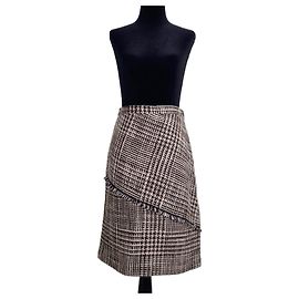 Missoni Brown Glen Check Wool A-Line Skirt Brown