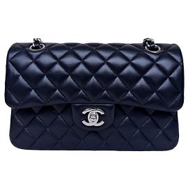 Chanel Classic Double Flap Small Agneau Noir Argenté Autre