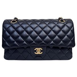 Chanel Classic Double Flap Medium Pelle d'Agnello Nera Oro Altro