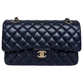 Chanel Classic Double Flap Medium Pelle Agnello Nero Oro Altro