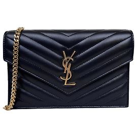 Autre Marque Saint Laurent Bolso Cartera Cassandre Envelope con Cadena Negro Otro
