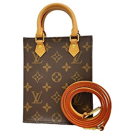 Louis Vuitton Monogram Petite Sac Plat Handbag Brown