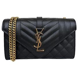 Autre Marque Saint Laurent Borsa Envelope Flap Small Pelle Nera Altro