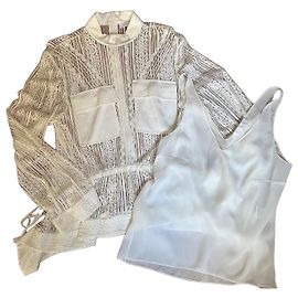 Chloé Set Chloe camicia in pizzo e canotta in seta Bianco sporco