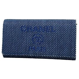 Portafoglio lungo Chanel Deauville Tweed Blu