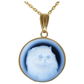 Autre Marque Collier en or jaune 18K avec camée en pierre Doré