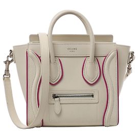 Céline Sac à main 2Way Celine Luggage Nano en cuir Beige x Purple Beige
