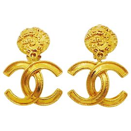 Chanel Gold Plated Clip Earrings Golden