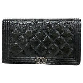 Portafoglio lungo in pelle Chanel Boy Nero