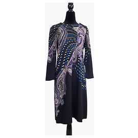 Etro Paisley Print Boho Sheath Dress Black Multiple colors