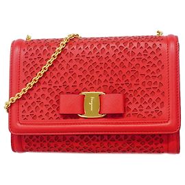 Sac à épaule en cuir Salvatore Ferragamo Vara Rouge