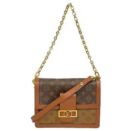Sac à épaule Louis Vuitton Monogram Reverse Dauphine MM Marron