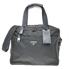 Prada Boston Tessuto Large con zip frontale espandibile Nero