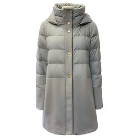 Herno Grey Down Puffer Coat with Wool Grey