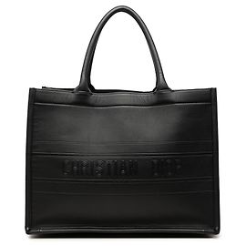 Dior Book Tote aus geprägtem Leder in Schwarz, Medium Schwarz