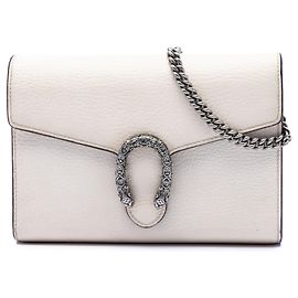 Bolsa Tiracolo Dionysus Gucci em Pele de Bezerro Branca com Carteira e Corrente Branco