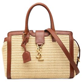 Autre Marque Bolsa Cabas Downtown Baby em ráfia monograma bege Saint Laurent Bege