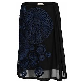 Dries Van Noten, Black skirt with floral embroidery Black Blue