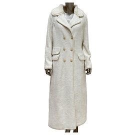 Ermanno Scervino White Wool Mohair Silk Coat Size IT 48 Pre-owned Other