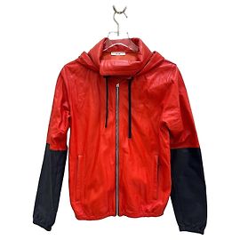 Céline Giacca con cappuccio Color Block in pelle rossa e blu navy Celine Sz.38 usata Altro