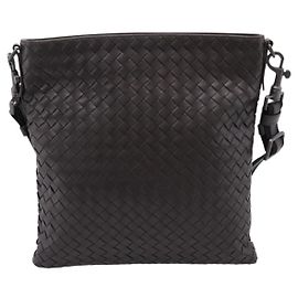 Bottega Veneta Flache Messenger Tasche Intrecciato Nappa Medium Braun
