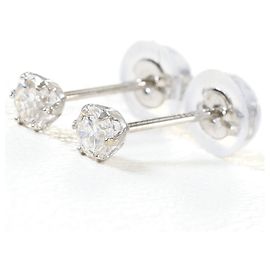 Autre Marque Pendientes de botón de platino y diamantes Otro