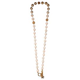 Collier Chanel CC plaqué or et fausses perles Autre