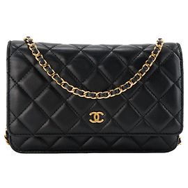 CHANEL - Bolsa de ombro Wallet On Chain Classic/Timeless Chanel em couro liso preto Preto