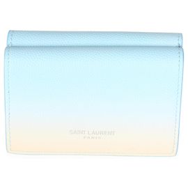 Autre Marque Saint Laurent Blue Yellow Grain De Poudre Ombre Tri-Fold Wallet Blue