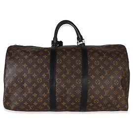 Louis Vuitton Monogram Macassar Canvas Keepall Bandouliere 55 Brown