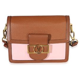 Louis Vuitton Pink Brown Taurillon Mini Dauphine Marrone