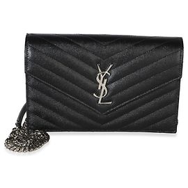 Autre Marque Carteira de corrente envelope Cassandre Saint Laurent em couro Grain De Poudre preto Preto