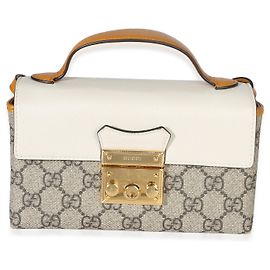 Bolsa de Ombro e Mão Mini Padlock Gucci em Lona GG Supreme Laranja Outro