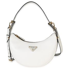 Prada Petit Sac à Épaule Arque en Cuir de Veau Souple Blanc Blanc