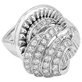 Autre Marque Anillo "Tourbillon" en oro blanco, platino y diamantes. Otro