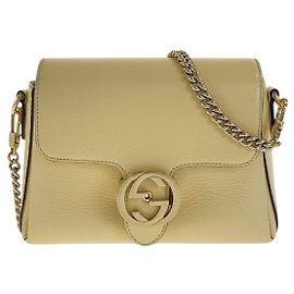 Bolsa de Ombro em Couro Interlocking Gucci Branco Cru