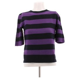 Autre Marque Pull à manches trois quarts à rayures Purple