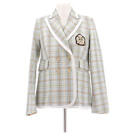 DMN Checkered Cotton Jacket Blue Size 34 Blue