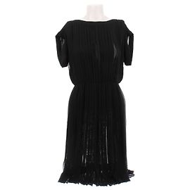 Hermès Kleid schwarz plissierte Seide Schwarz