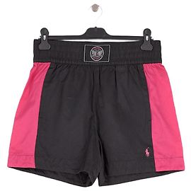 Ralph Lauren Schwarze Baumwollshorts mit rosa Seitenstreifen Schwarz