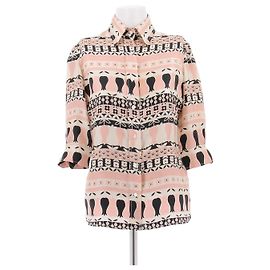 La Prestic Ouiston Blusa rosa de manga curta estampada Rosa