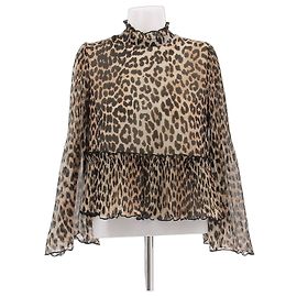 Ganni Blouse à motif léopard Brown