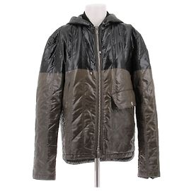 Hermès Gesteppte Kapuzenjacke in Schwarz und Khaki Schwarz