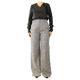 Ermanno Scervino Calças pied-de-poule preto e branco - size UK 10 Preto