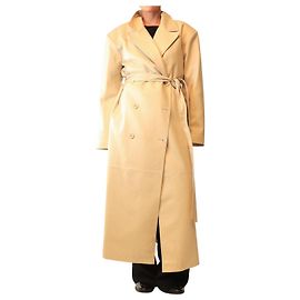 Autre Marque Trenchcoat aus Kunstleder in Creme - Größe M Roh